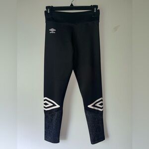 Umbro Black Thick Full Length Logo Leggings, Size Large Girls